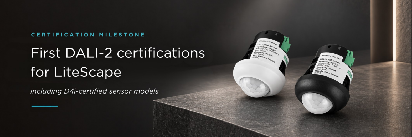 LiteScape IFS05RD2 DALI-2 and D4i certified occupancy and daylight sensors in white and black