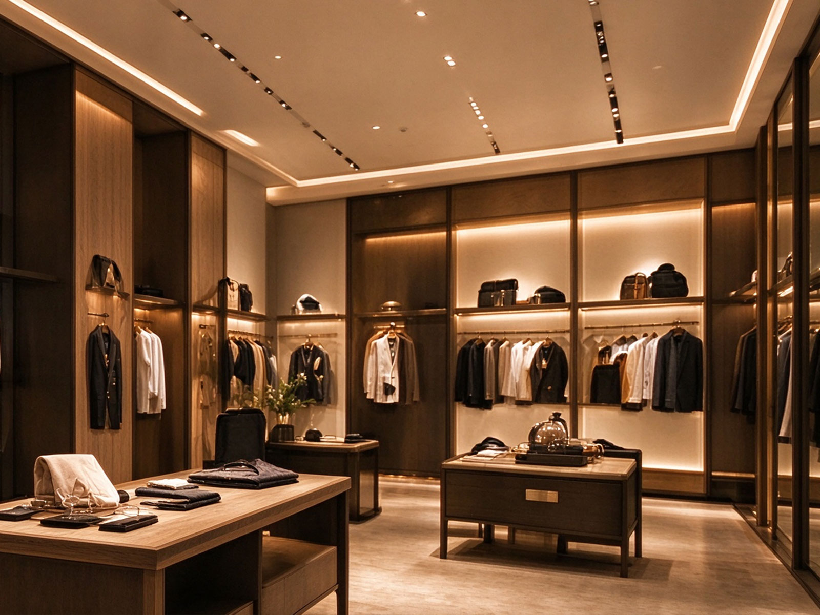 Retail display with accent lighting on merchandise