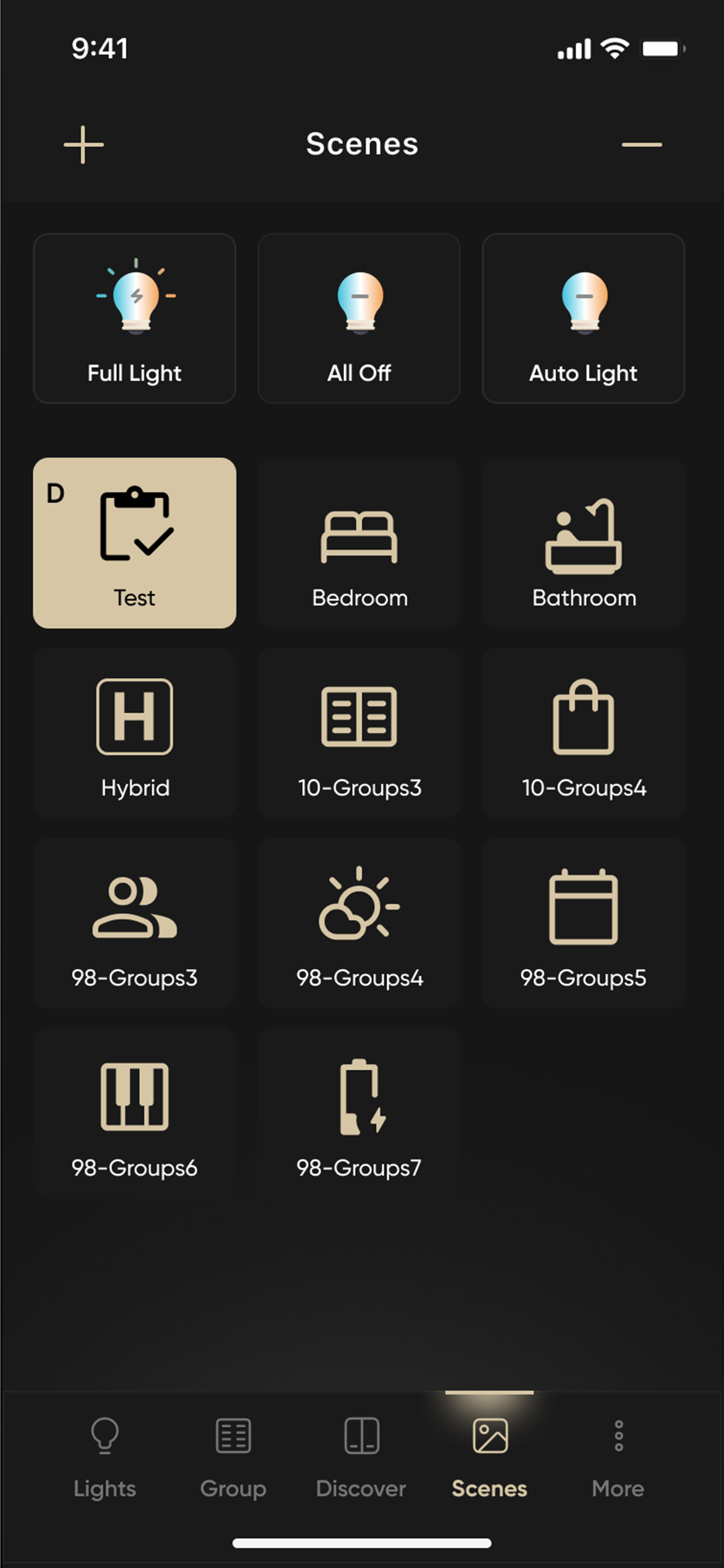 LiteScape app with the Evening scene selected